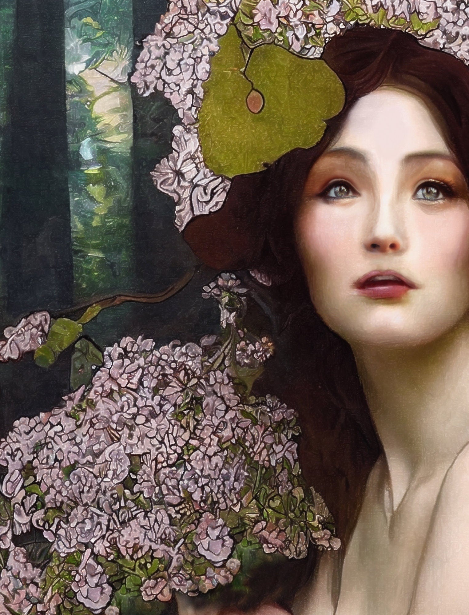 Deco - Art Nouveau Goddess - Poster Bohemian - Goddess Print Large Artwork Hippie Lady