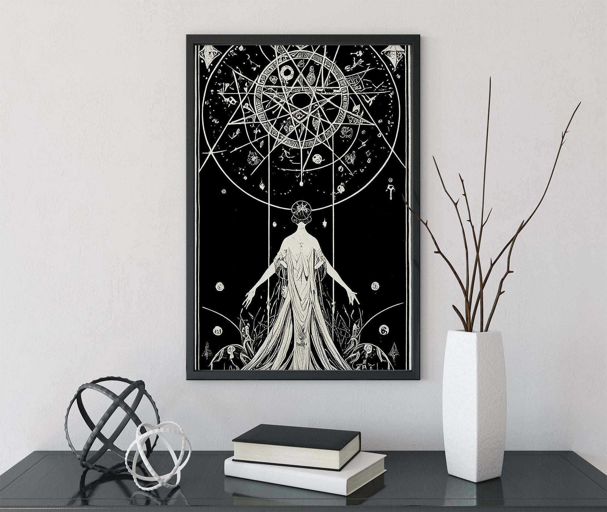 Deco -Pagan Goddess - Poster Bohemian - Goddess Print Large Artwork Hippie Lady - Harry Clarke Inspired Goddess