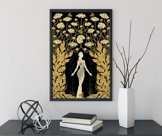 Demeter Goddess Deco Art Nouveau Poster Black Gold Print by My Store
