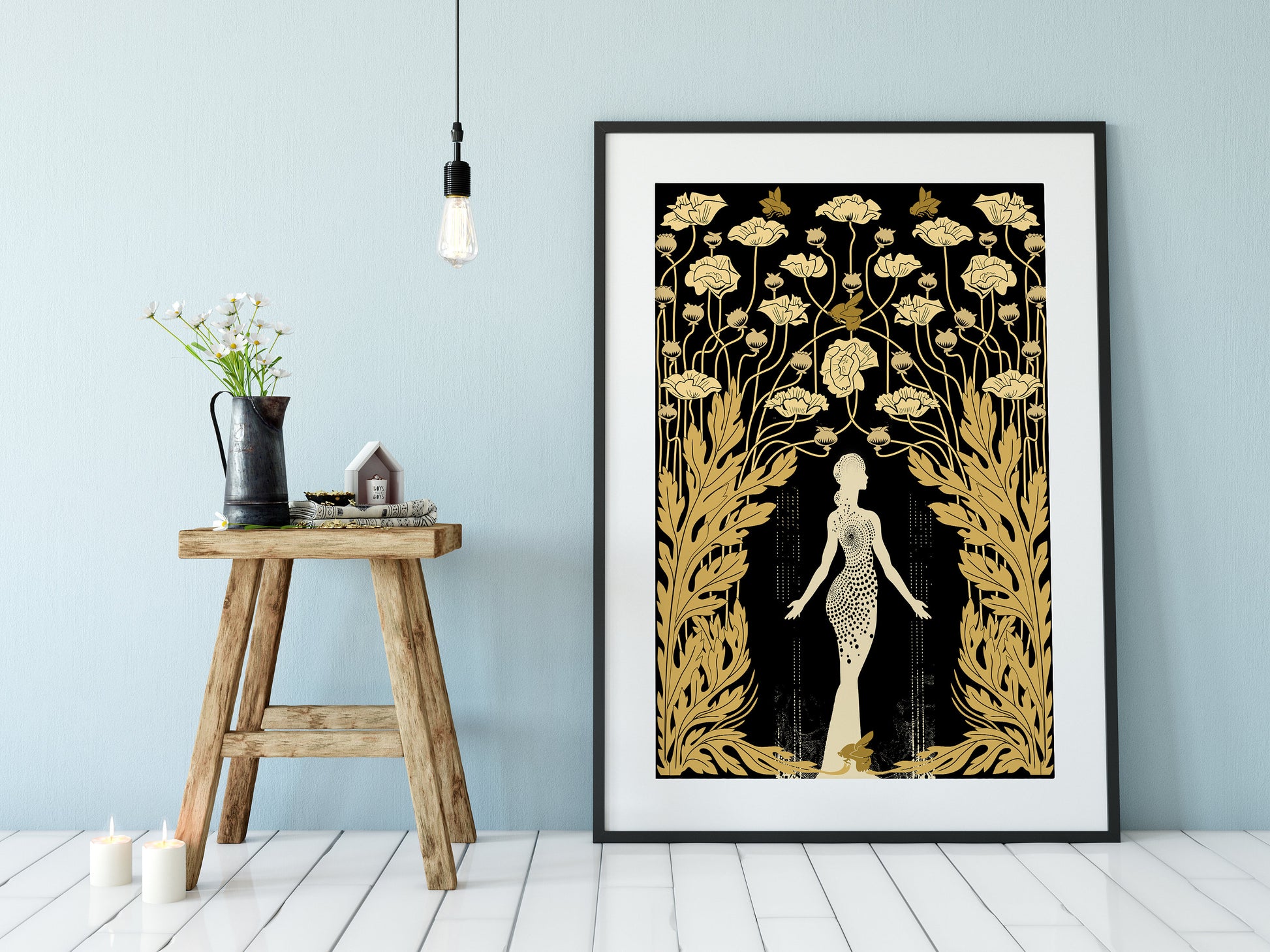 Demeter - Goddess - Deco - Art Nouveau Goddess - Poster Bohemian - Goddess Print Large - Black and Gold Print