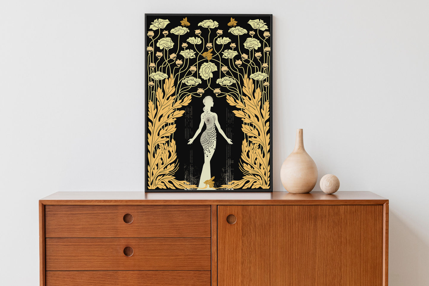 Demeter - Goddess - Deco - Art Nouveau Goddess - Poster Bohemian - Goddess Print Large - Black and Gold Print