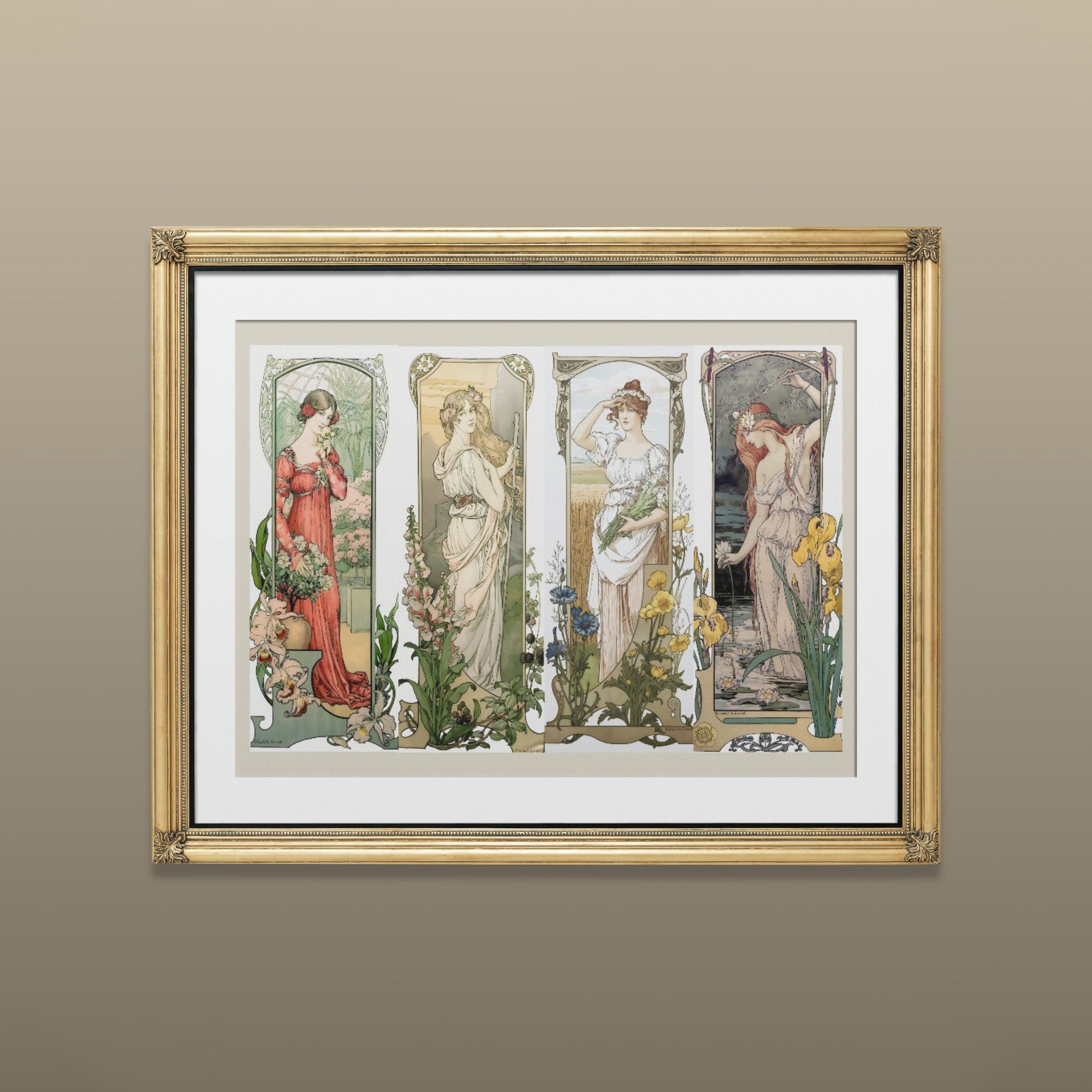 Elizabeth Sonrel Print - Art Nouveau Fleurs des champs, Fleurs des montagnes & Fleurs de serrel - French Painting