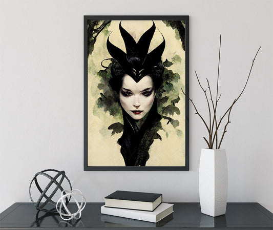 Evil Queen Poster, Goth Queen Print, Wicked Witch (No Frame)