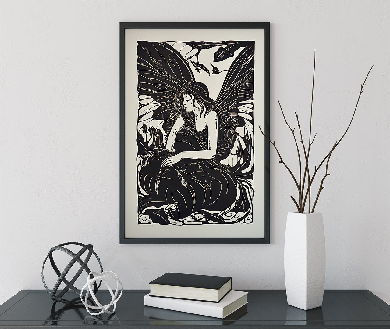 Fairy Poster - Vintage Fairy Art - Black and White Fairy Art - Fairy Lovers Gift