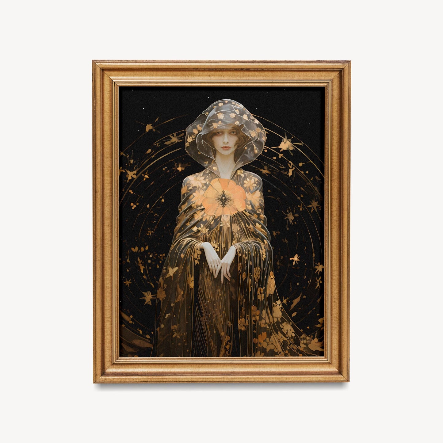 Goddess Lilith - Pagan Goddess - Dark Goddess - Black and Gold Print - Feminist - Mythology - Dark Moon