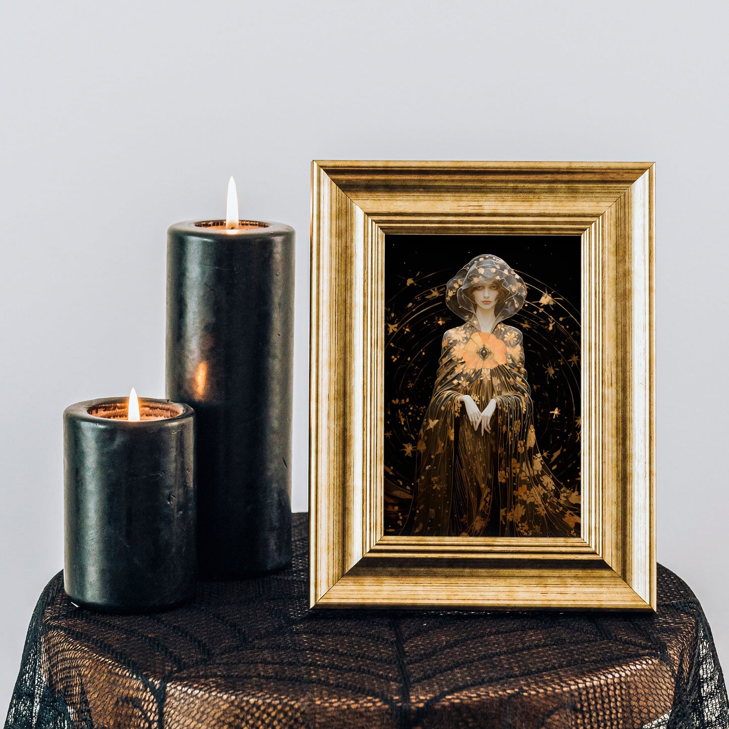 Goddess Lilith - Pagan Goddess - Dark Goddess - Black and Gold Print - Feminist - Mythology - Dark Moon