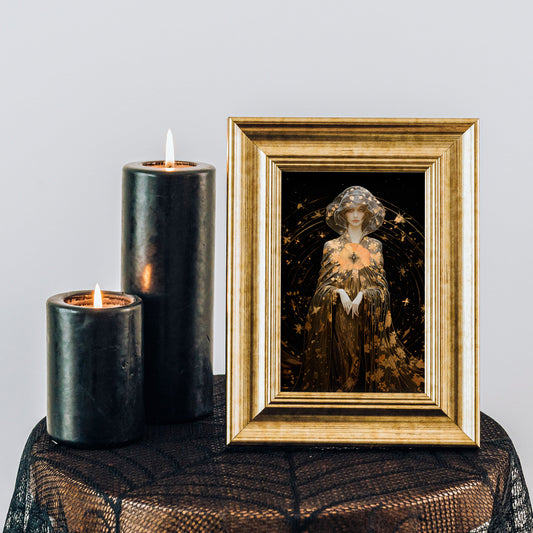 Goddess Lilith Black And Gold Print Dark Goddess Art For Wall Decor Elegant Pagan Home Accent by My Store