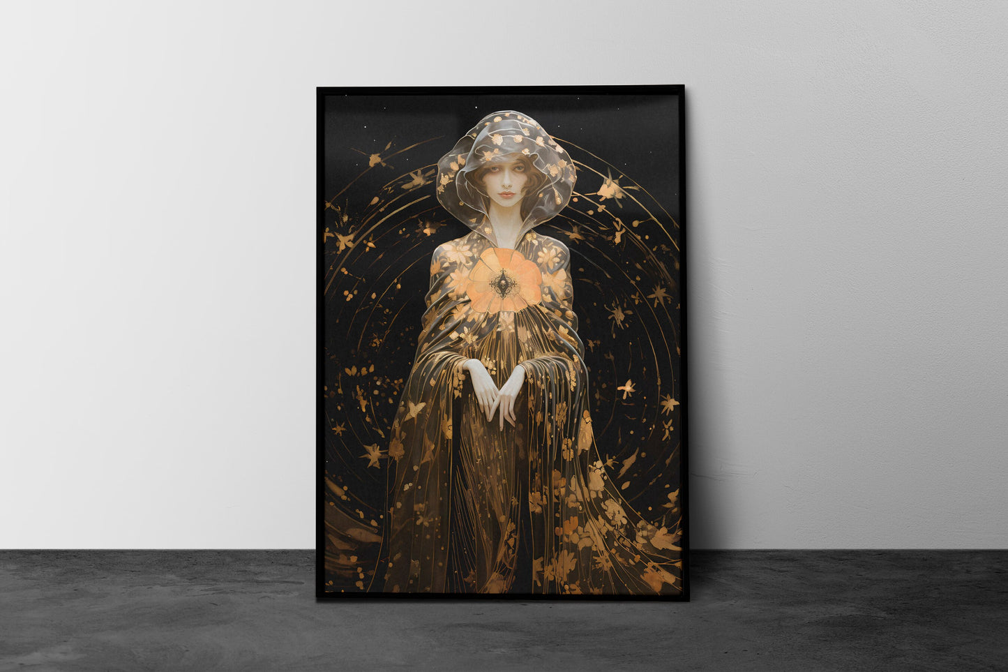 Goddess Lilith - Pagan Goddess - Dark Goddess - Black and Gold Print - Feminist - Mythology - Dark Moon