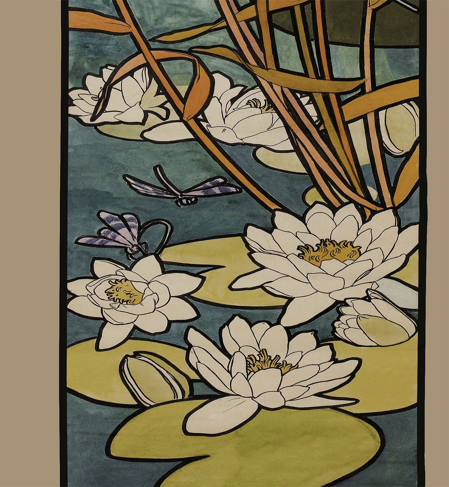 Mucha Floral - Art Nouveau Flowers - Stained Glass Print - Alphonse Mucha