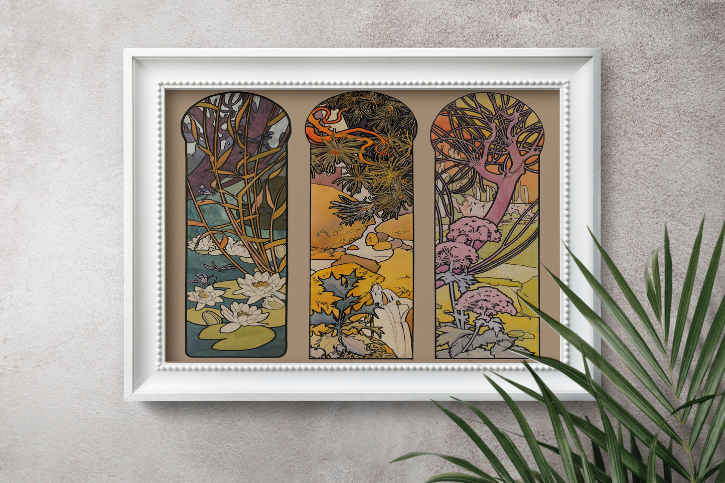 Mucha Floral - Art Nouveau Flowers - Stained Glass Print - Alphonse Mucha