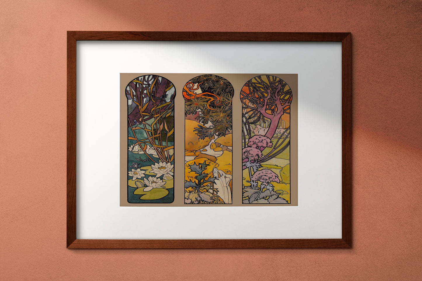 Mucha Floral - Art Nouveau Flowers - Stained Glass Print - Alphonse Mucha