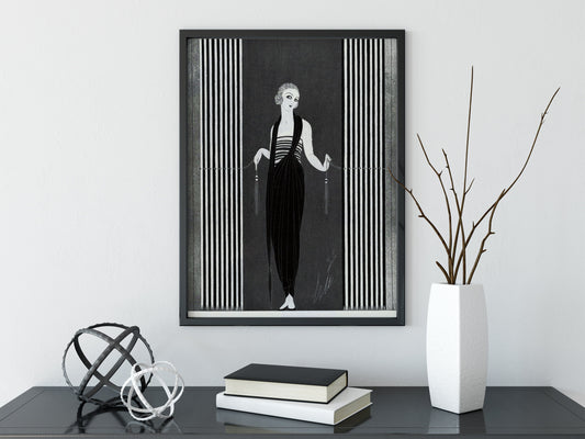 Fashion Magazine Flapper Print - Black and White - Vintage Fashion - Bohemian - Goddess -