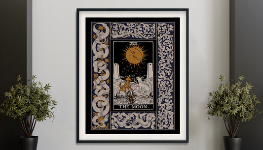Vintage Moon Tarot Print - Moon Tarot Poster - Art Deco Tarot - Nouveau Moon Card