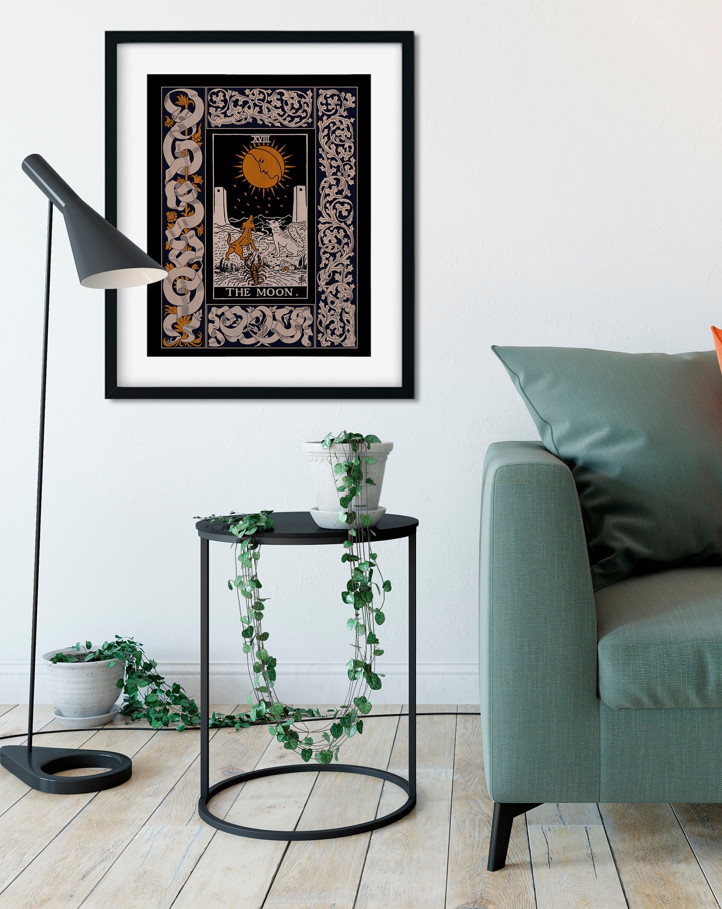 Vintage Moon Tarot Print - Moon Tarot Poster - Art Deco Tarot - Nouveau Moon Card