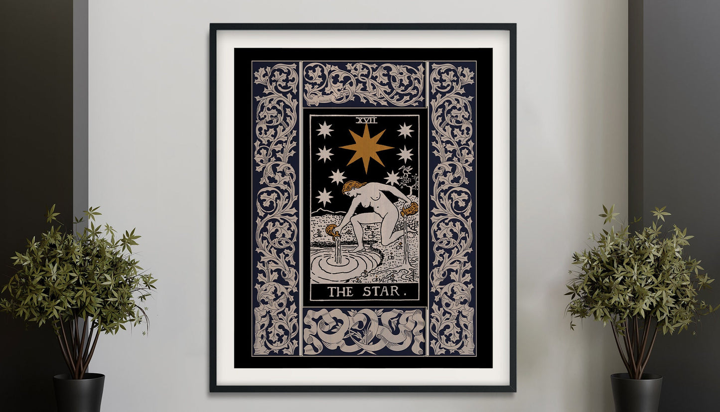 Vintage Star Tarot Print - Star Tarot Poster - Art Deco Tarot - Nouveau Tarot Star Card