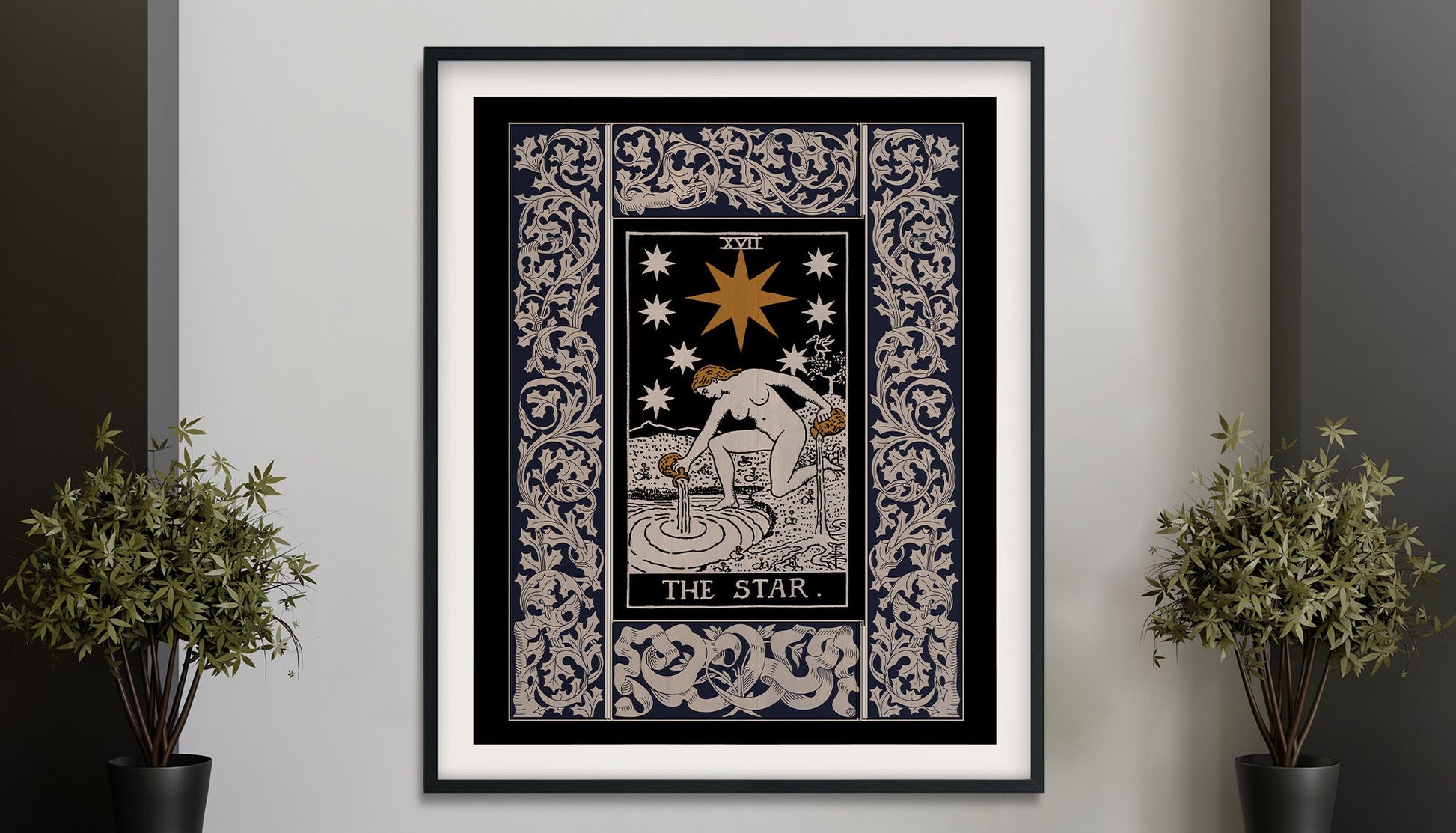 Vintage Star Tarot Print - Star Tarot Poster - Art Deco Tarot - Nouveau Tarot Star Card