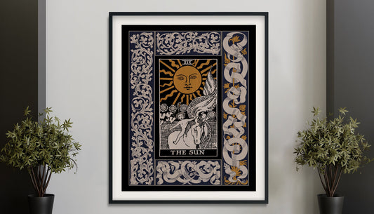 Vintage Sun Tarot Print - Sun Tarot Poster - Art Deco Tarot - Nouveau Tarot Sun Card