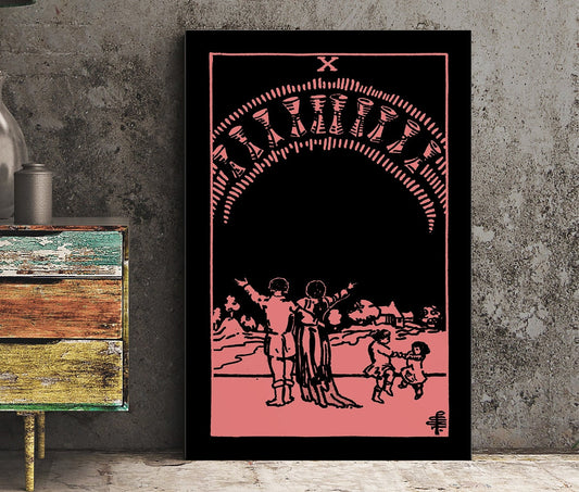 10 of Cups - Tarot Card Print - The Ten of Cups Card Poster, No Frame showcased in a stylish interior setting.