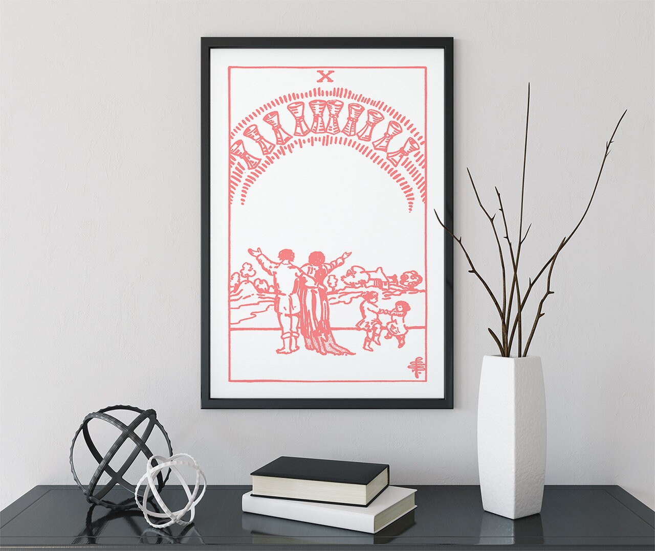 Vibrant 10 of Cups - Tarot Card Print - The Ten of Cups Card Poster, No Frame, perfect for customizable decor.