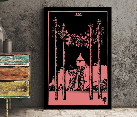 4 of Wands - Tarot Card Print - The Four of Wands Card Poster, No Frame
