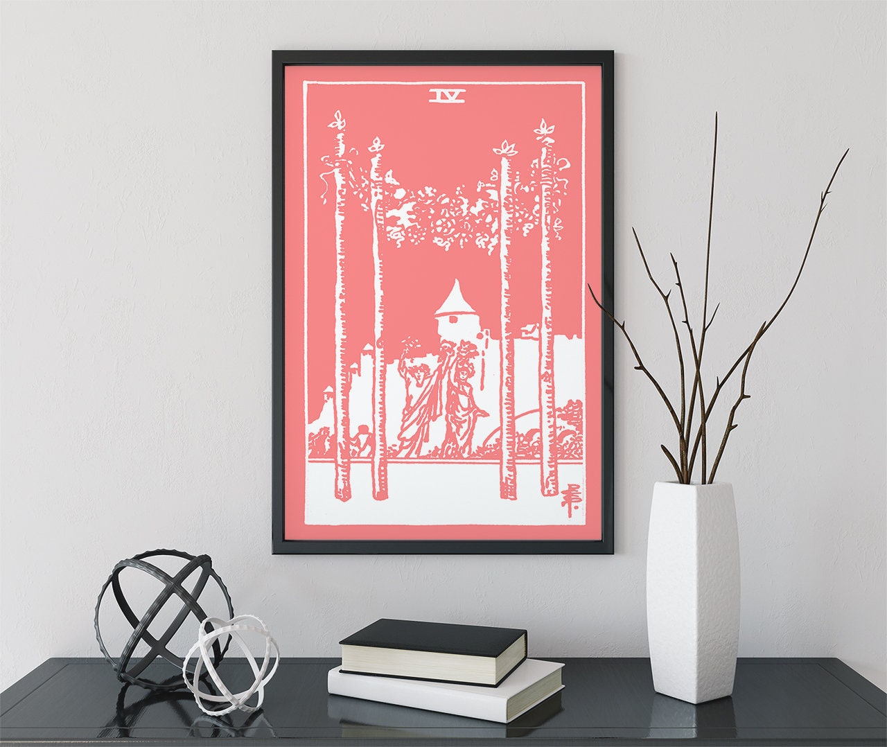 4 of Wands - Tarot Card Print - The Four of Wands Card Poster, No Frame