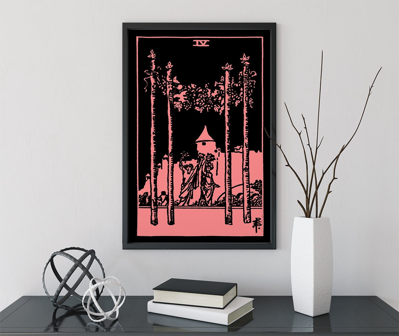 4 of Wands - Tarot Card Print - The Four of Wands Card Poster, No Frame