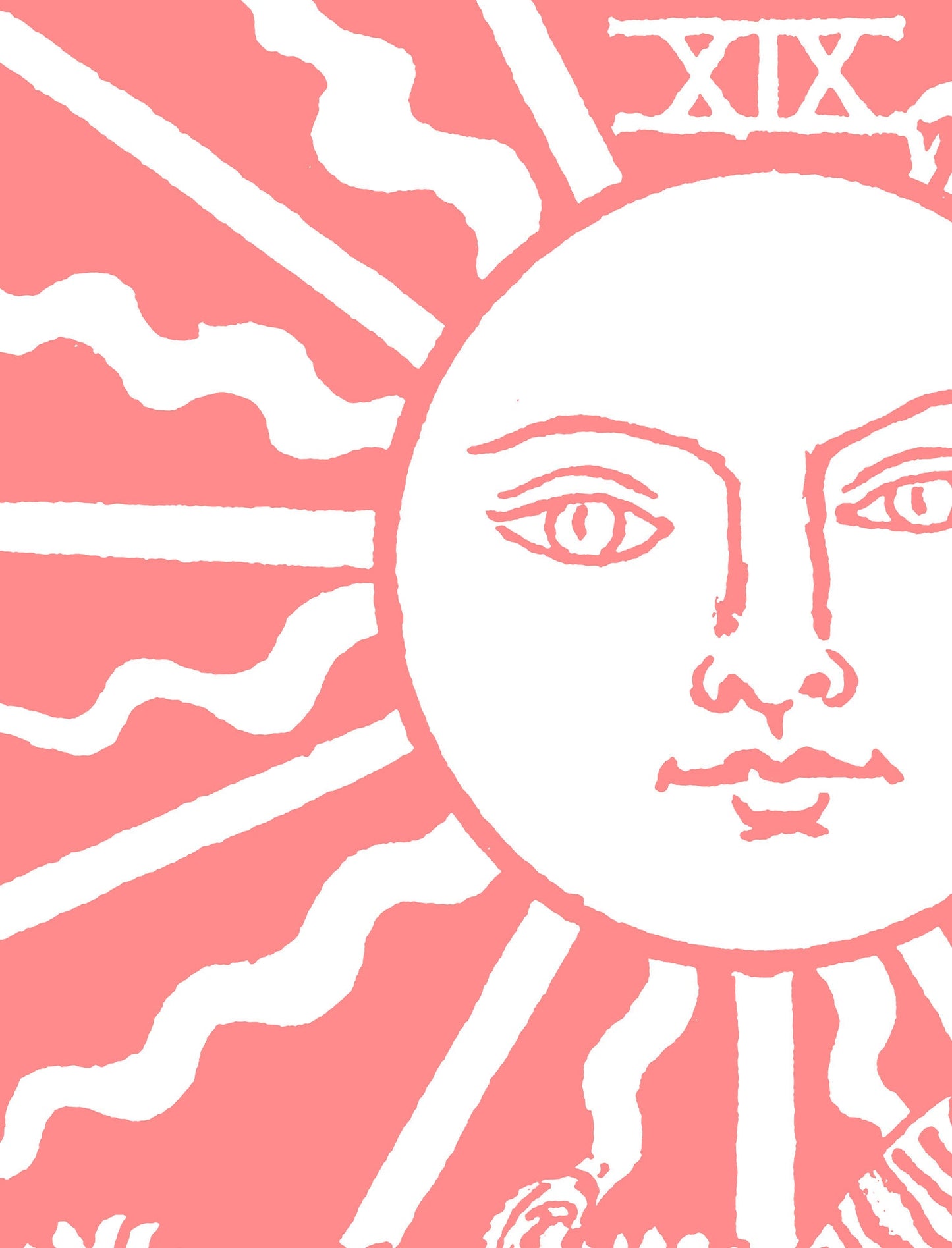 The Sun- Tarot Card Print - The Sun Card Pink and White Poster, No Frame