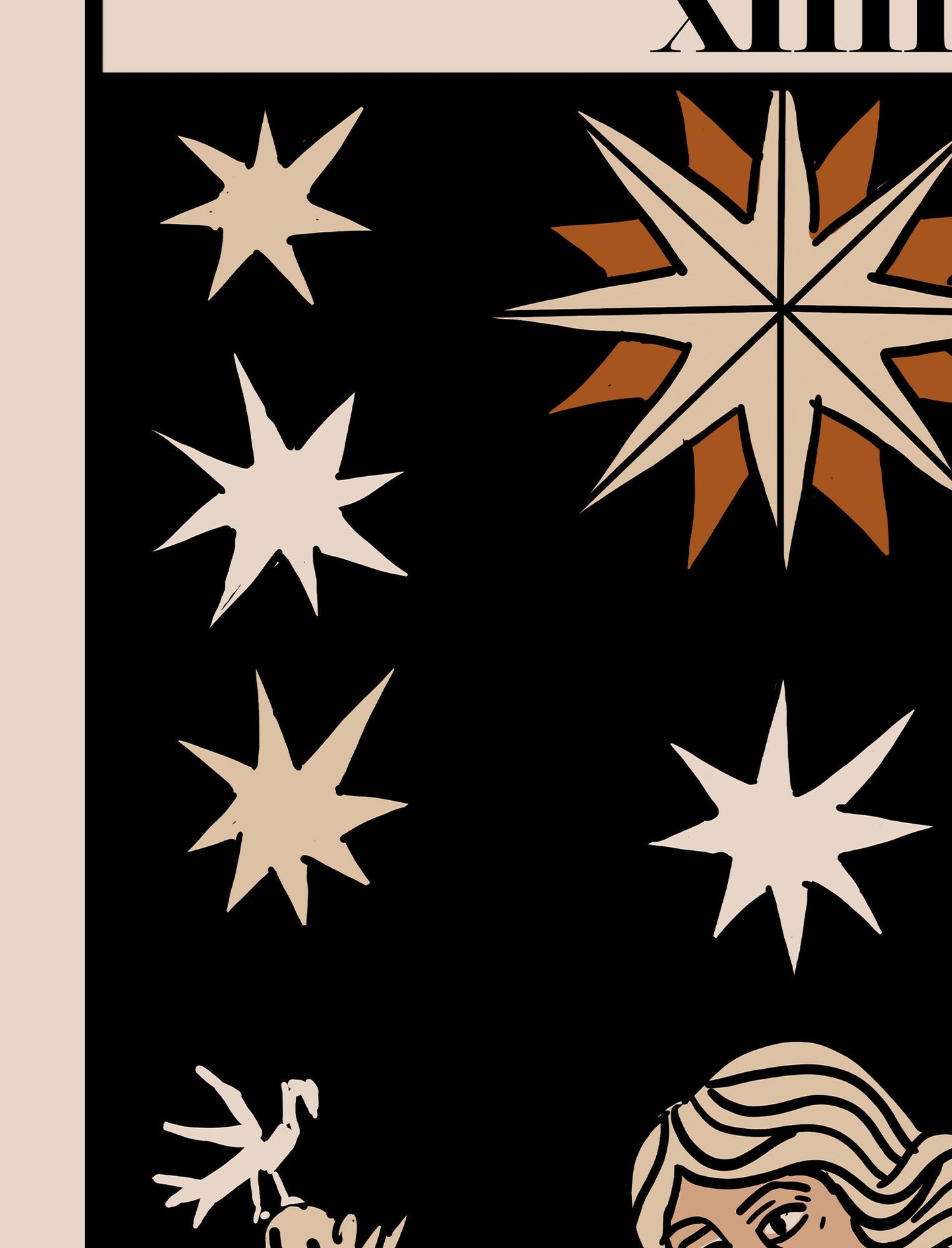 The Star- Tarot de Marseille Card Print - The Star Card Neutral Vibe Poster Eclectic Tarot, No Frame