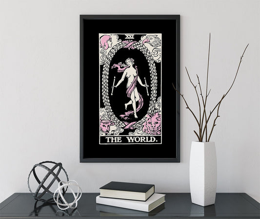 The World Tarot Card Three Color Print Poster No Frame Elegant Wall Art For Home Décor by My Store