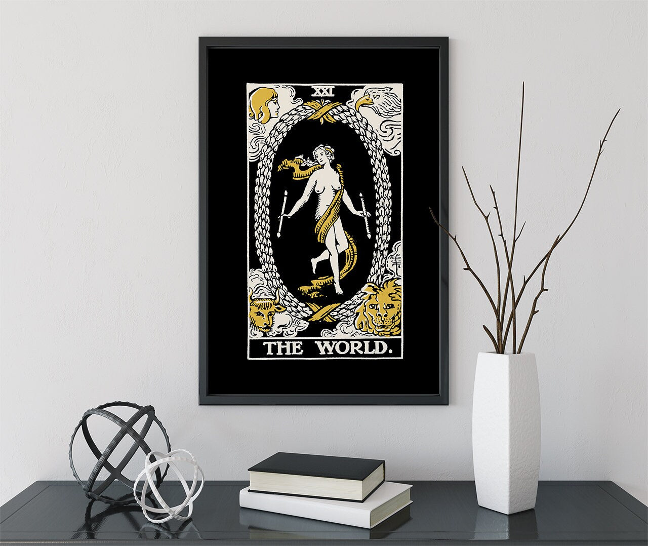 The World - Tarot Card Three Color Print - The World Card 3 Color Poster, No Frame