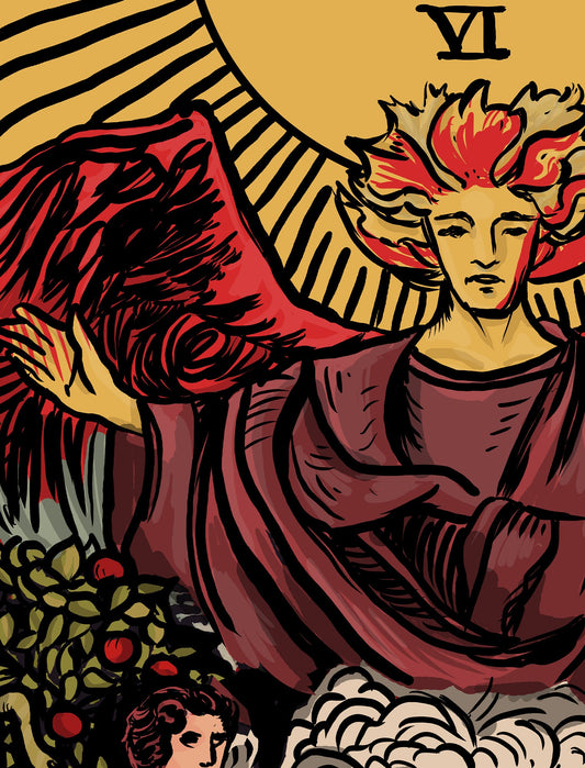 The Lovers Tarot Card Print Two Men Lovers Poster Unframed Wall Art for Contemporary Bedrooms by My Store