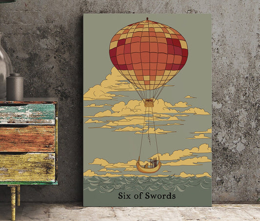 Six Of Swords Tarot Card Print Poster Floating On To The Other Side by My Store