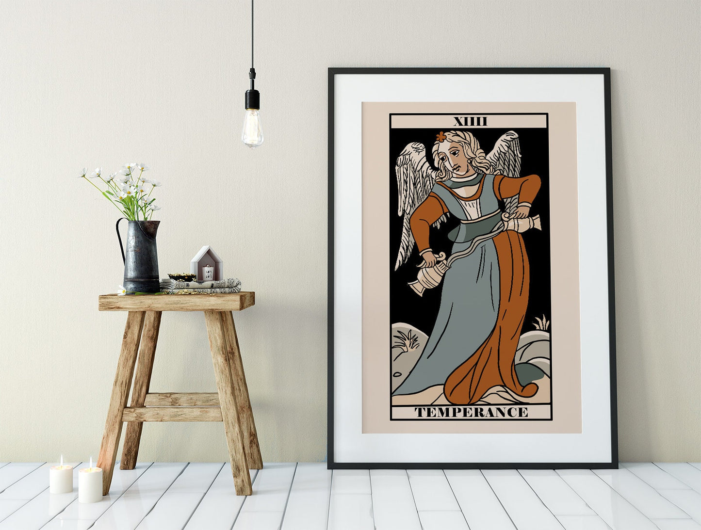 Temperance - Tarot de Marseille Card Print - The Temperance Card Neutral Vibe Poster Eclectic Tarot, No Frame