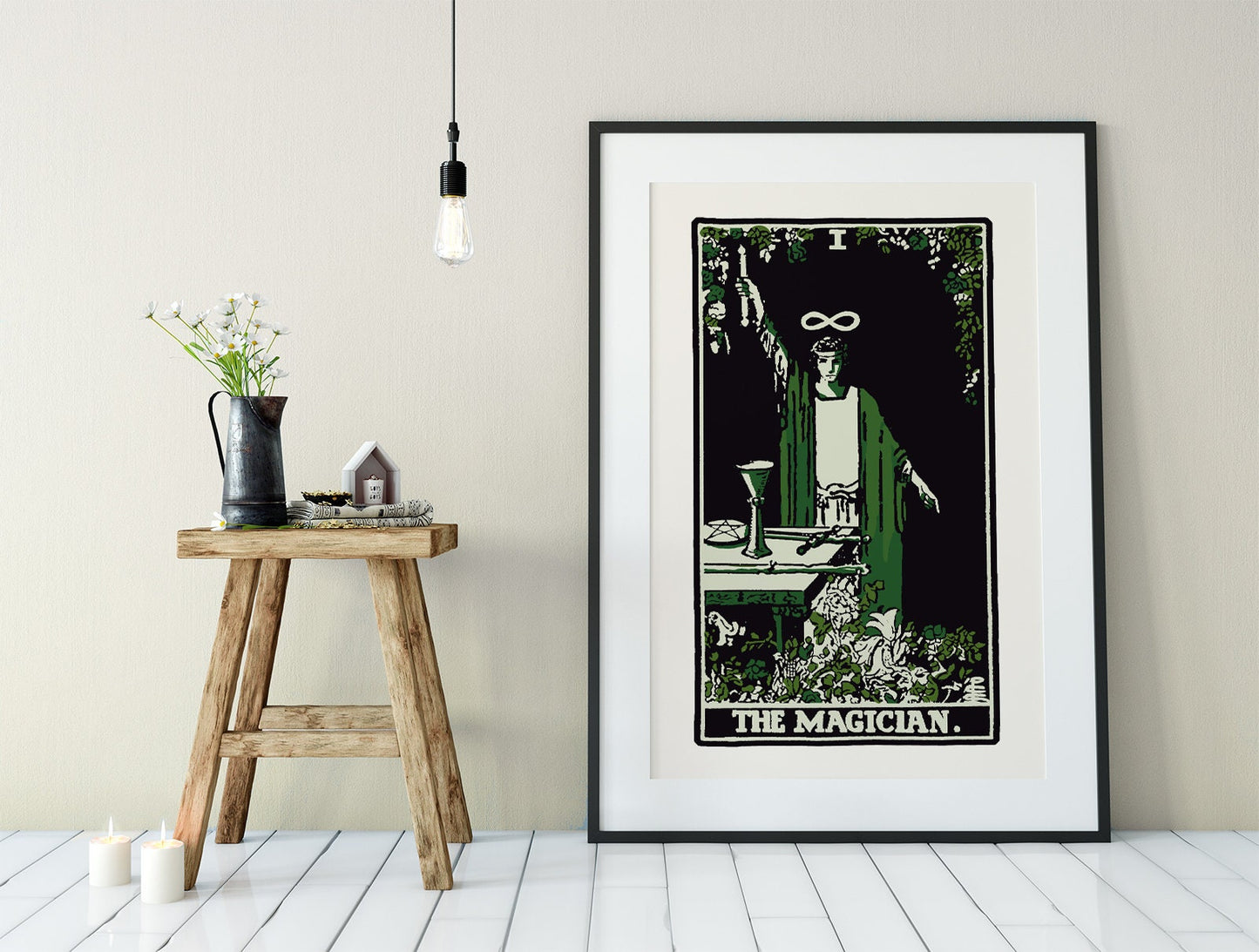 The Magician - Tarot Card Print - The Magician Card Emerald Green and Black Poster, No Frame
