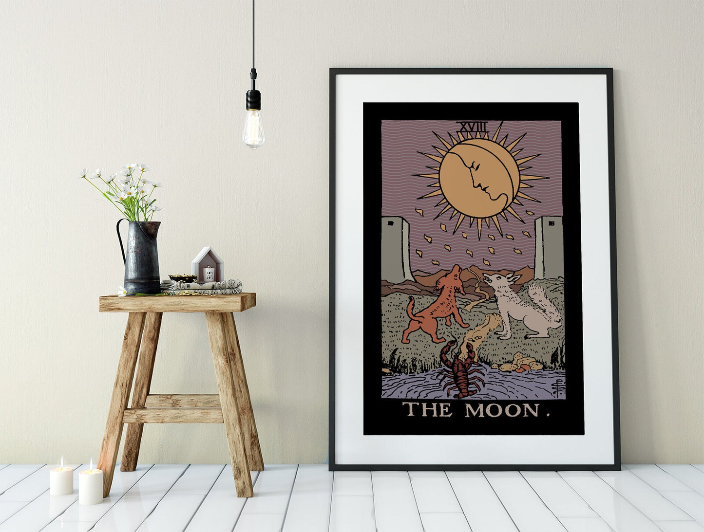 The Moon- Tarot Card Print - The Moon Card Darker Colorway Poster