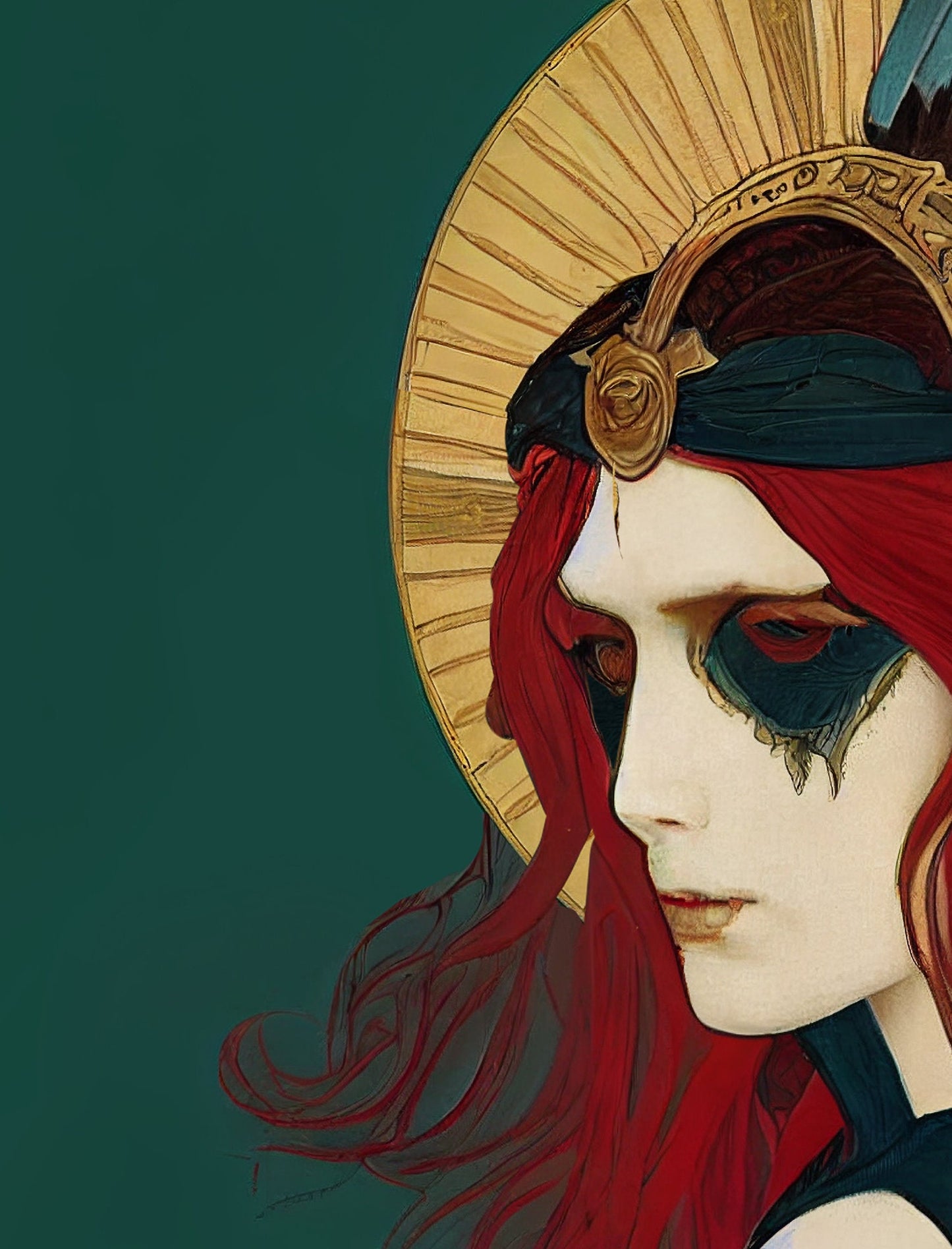 The Morrigan Poster, Warrior Goddess Print in the style of Mucha, No Frame