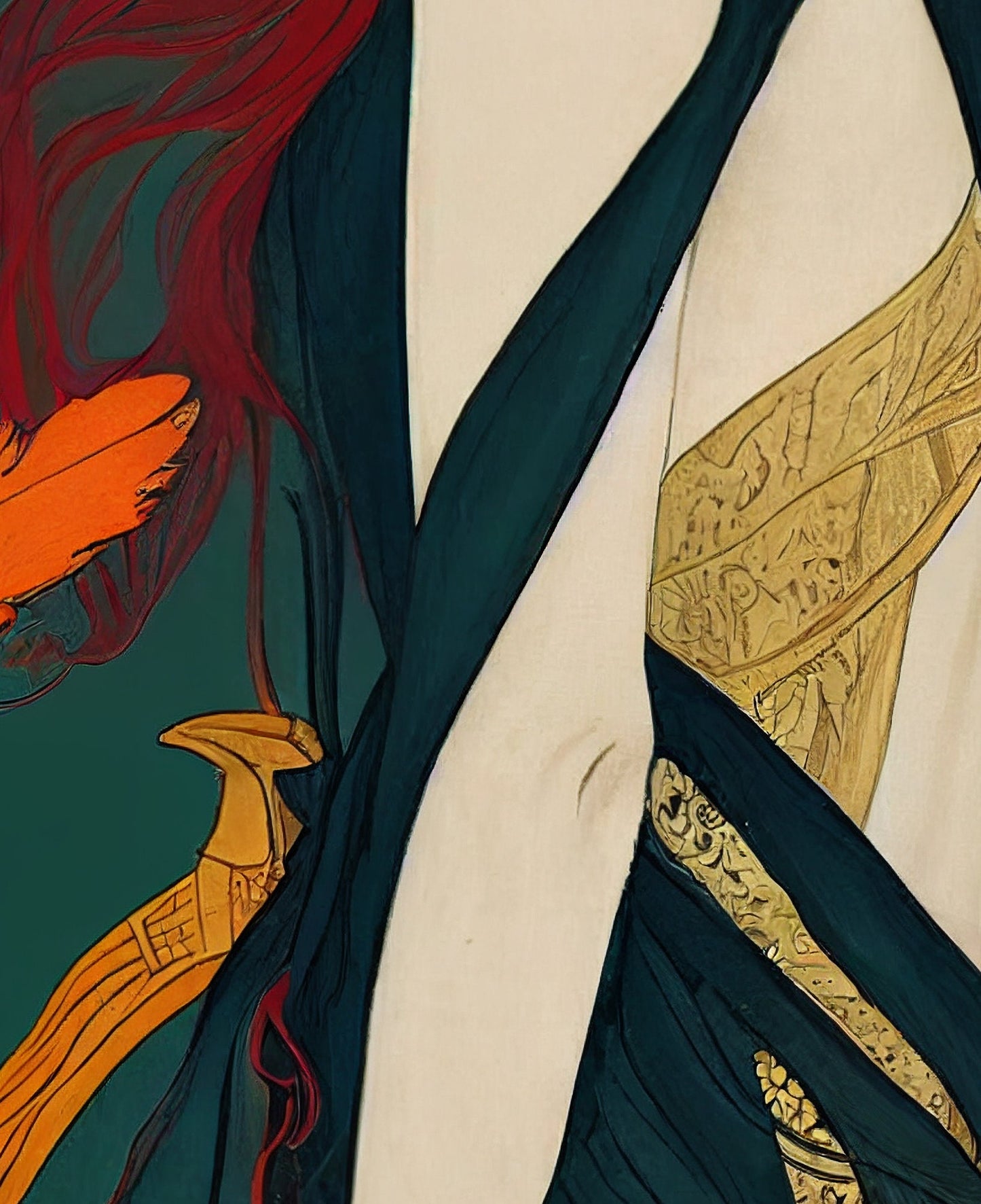 The Morrigan Poster, Warrior Goddess Print in the style of Mucha, No Frame