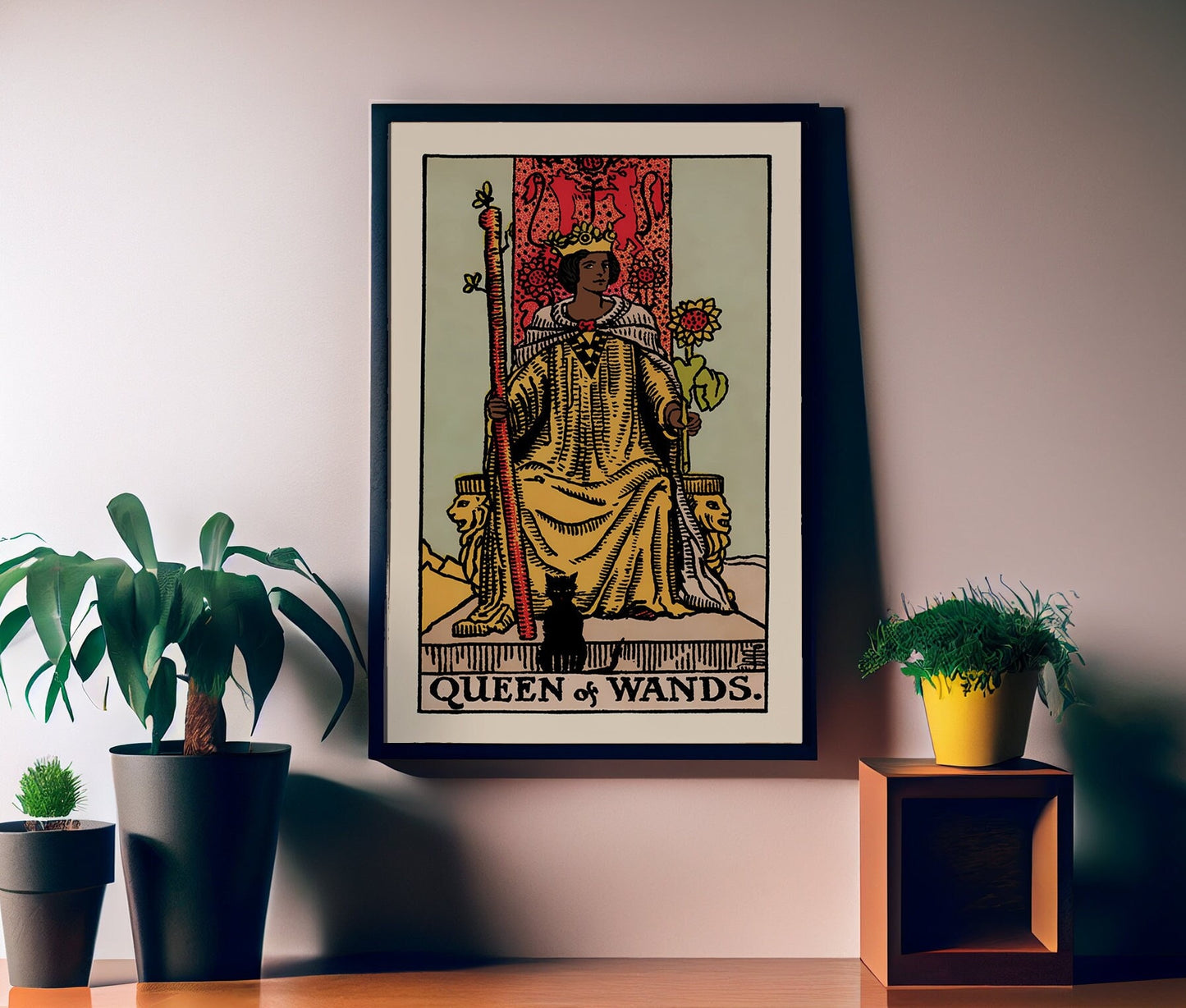 The Queen of Wands, Tarot Card Print, The World Black Woman Card Poster, No Frame