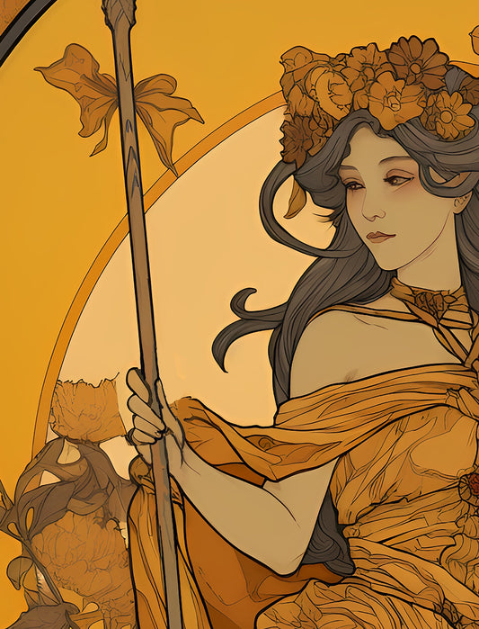 The Queen Of Wands Tarot Card Print No Frame Poster by My Store