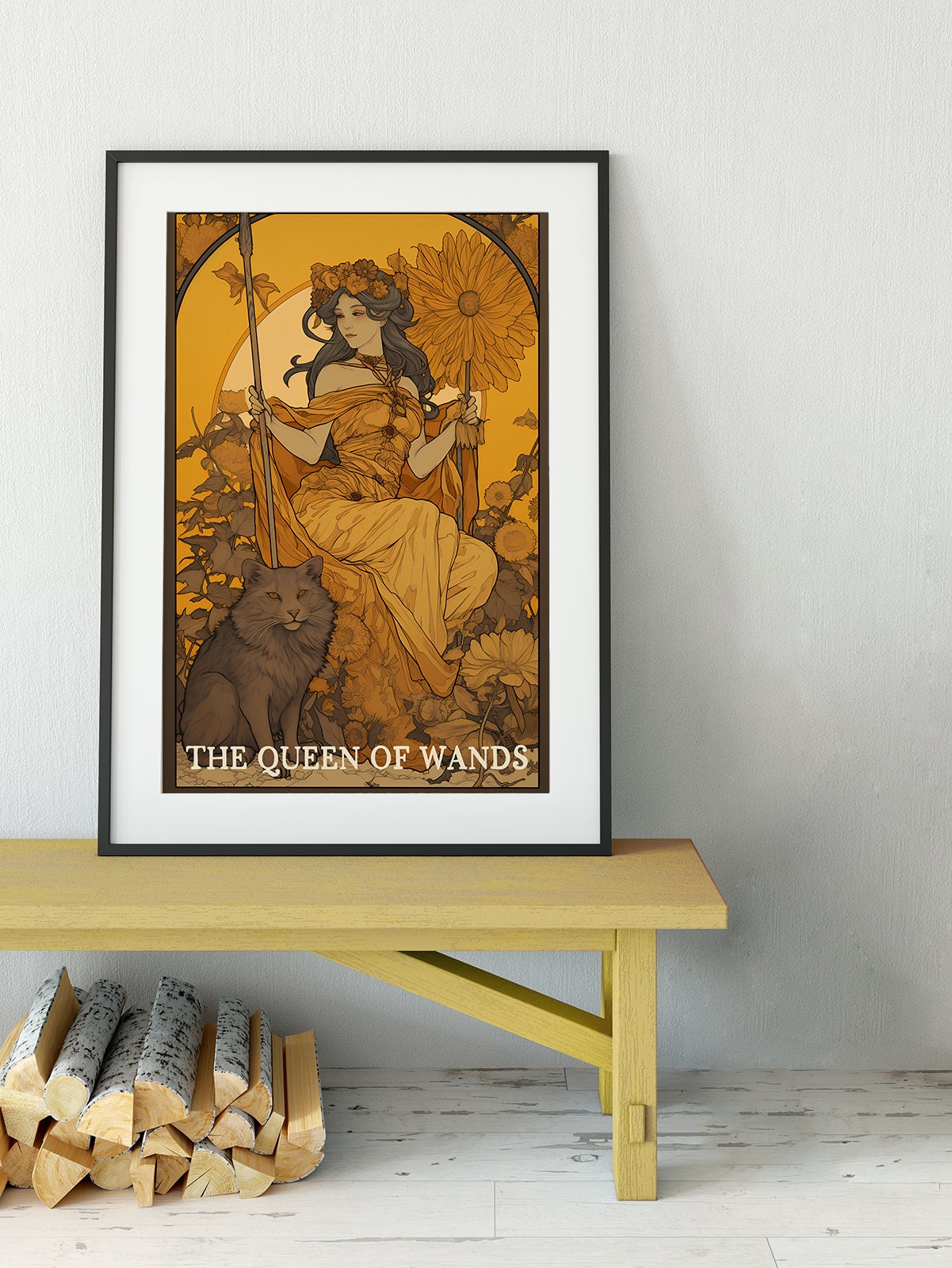 The Queen Of Wands - Tarot Card Print - The Queen Of Wands Card Poster, No Frame