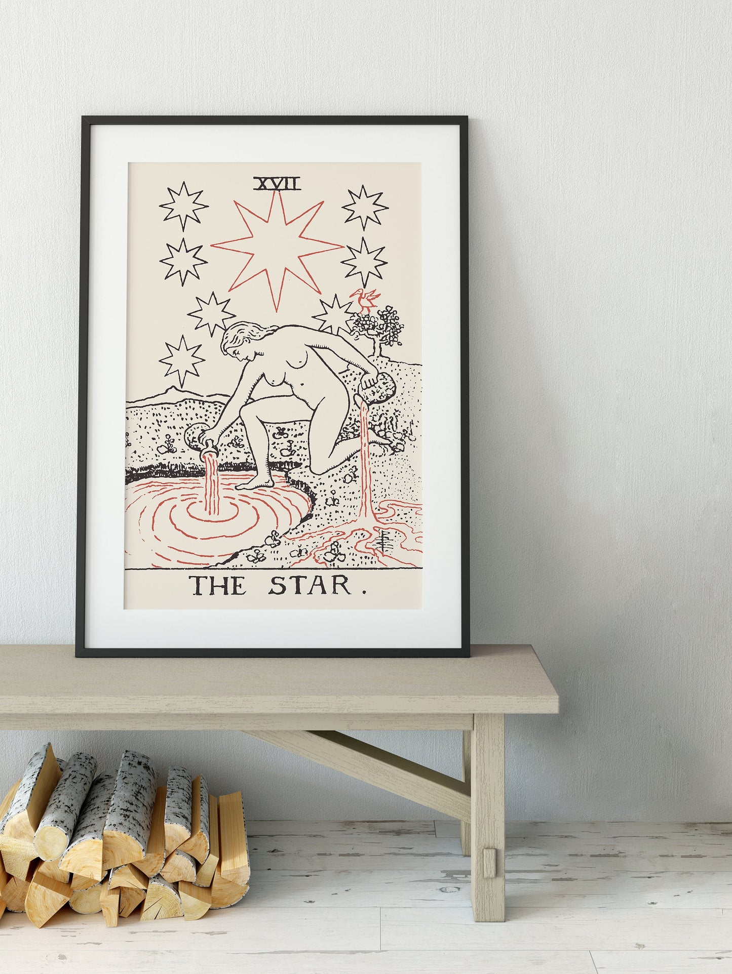 The Star- Tarot Card Print - The Star Card Neutral Vibe Poster Eclectic Tarot, No Frame