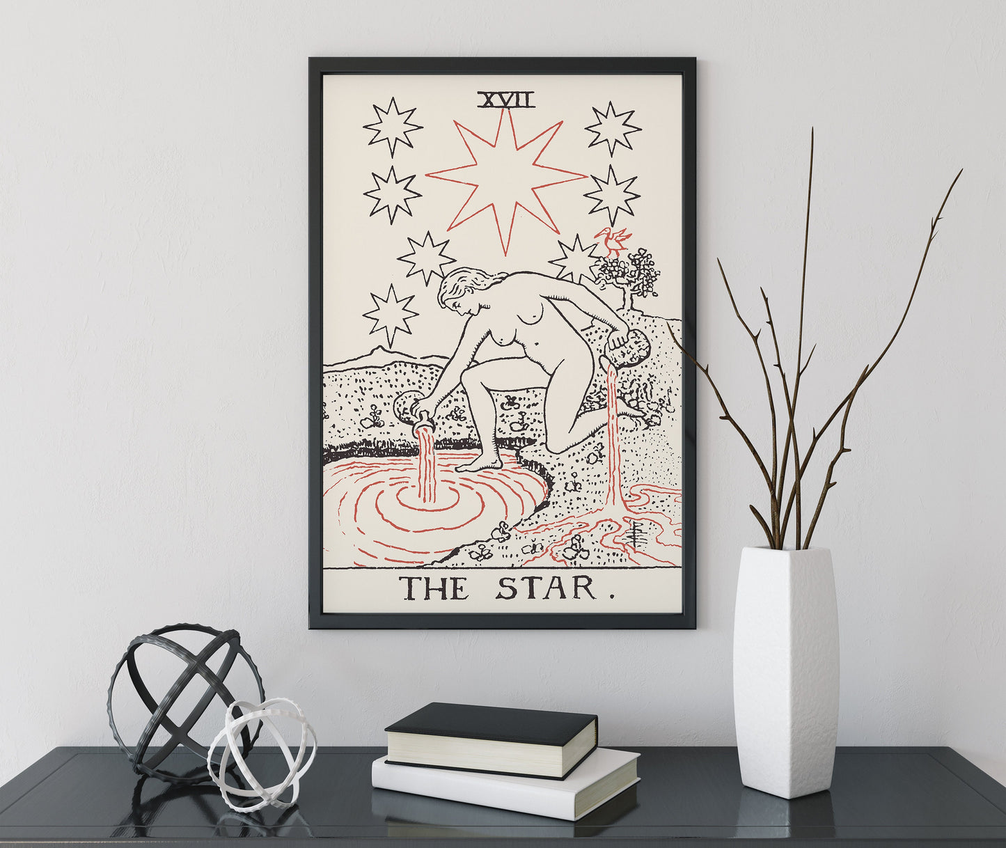 The Star- Tarot Card Print - The Star Card Neutral Vibe Poster Eclectic Tarot, No Frame