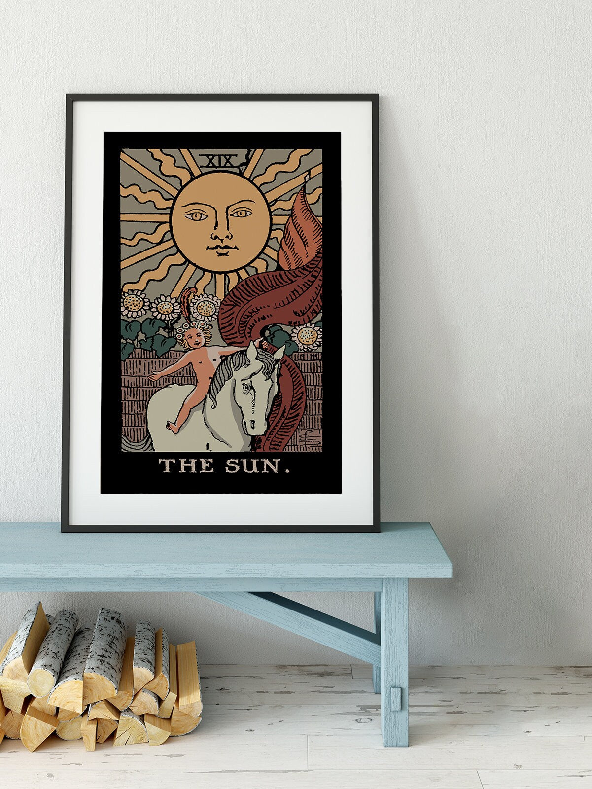 The Sun- Tarot Card Print - The Sun Card Darker Colors Poster, No Frame