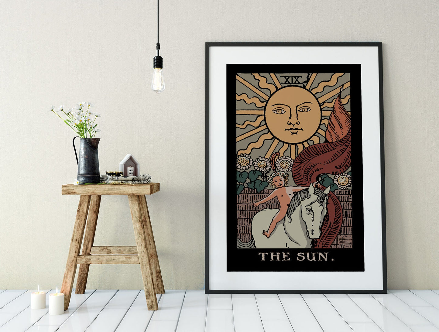 The Sun- Tarot Card Print - The Sun Card Darker Colors Poster, No Frame