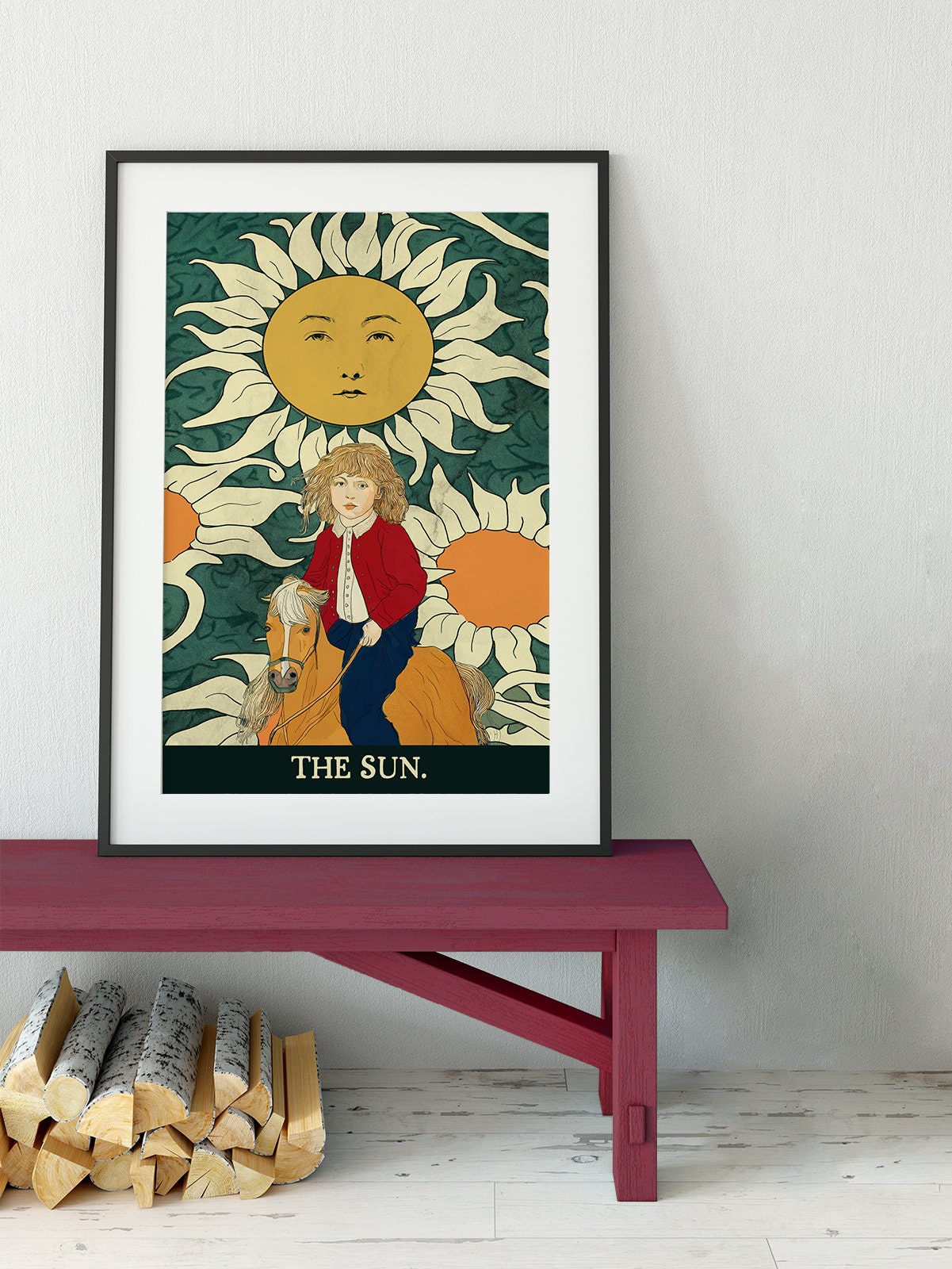 The Sun- Tarot Card Print from the Green Menagerie Tarot - The Sun Card Poster, No Frame