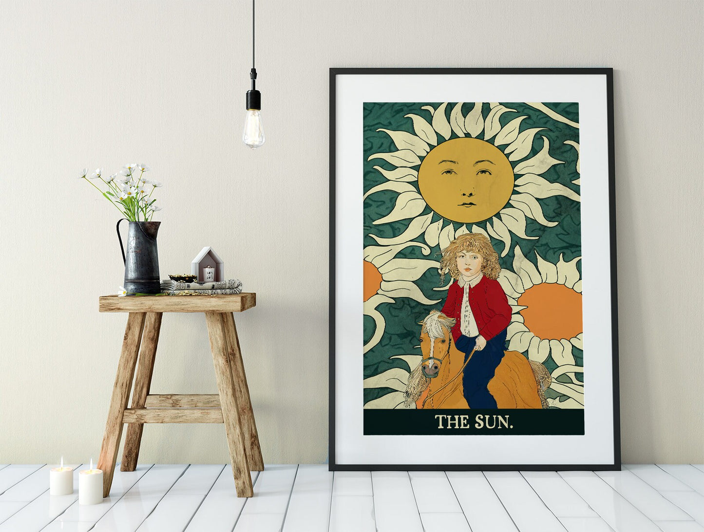 The Sun- Tarot Card Print from the Green Menagerie Tarot - The Sun Card Poster, No Frame