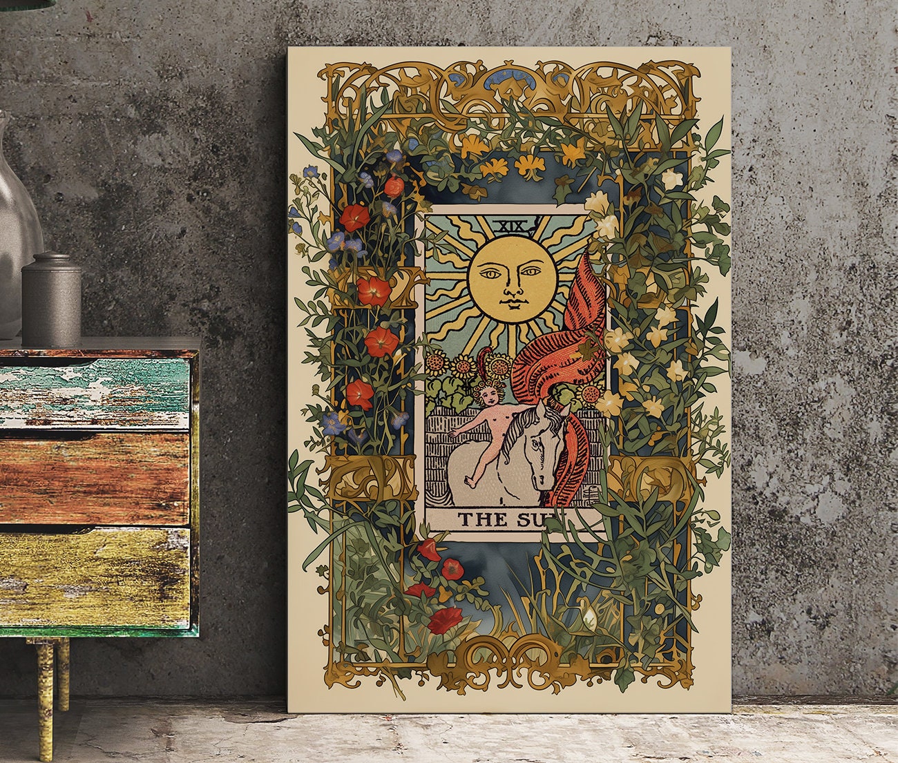 The Sun Tarot Card Print - The Sun Card Poster, No Frame