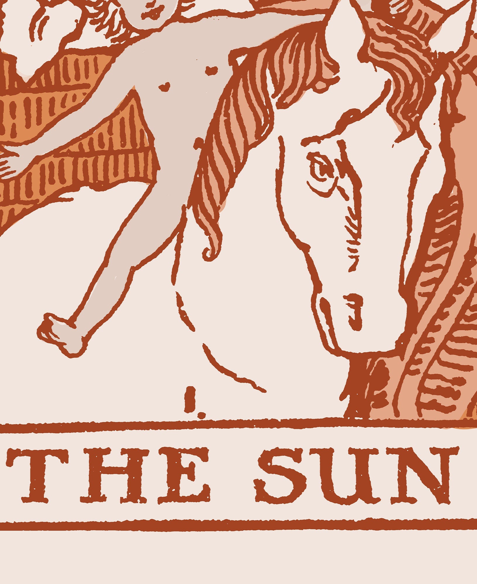 The Sun- Tarot Card Print - The Sun Card Warm Color Scheme Poster, No Frame