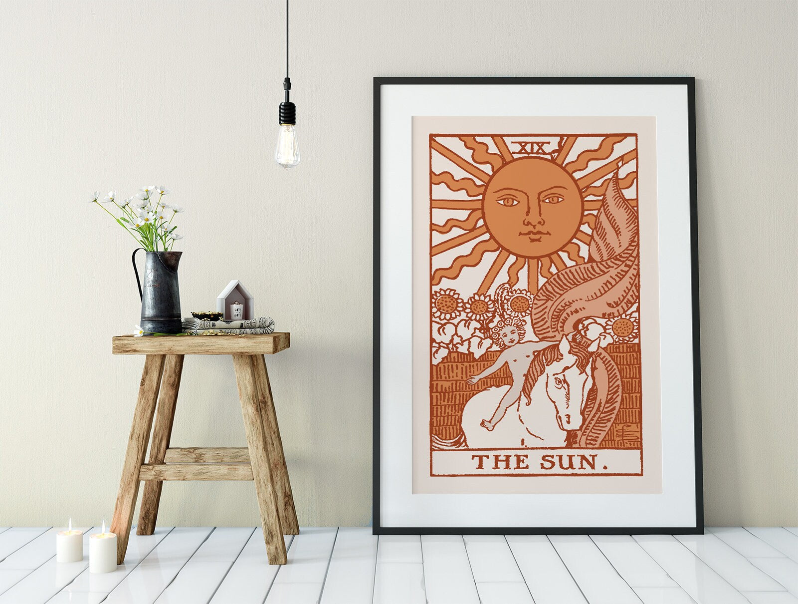 The Sun- Tarot Card Print - The Sun Card Warm Color Scheme Poster, No Frame