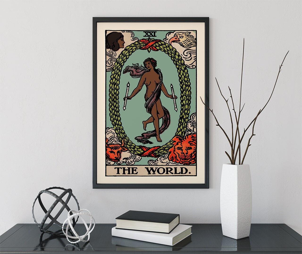 The World - Tarot Card Print - The World Black Woman Card Poster, No Frame